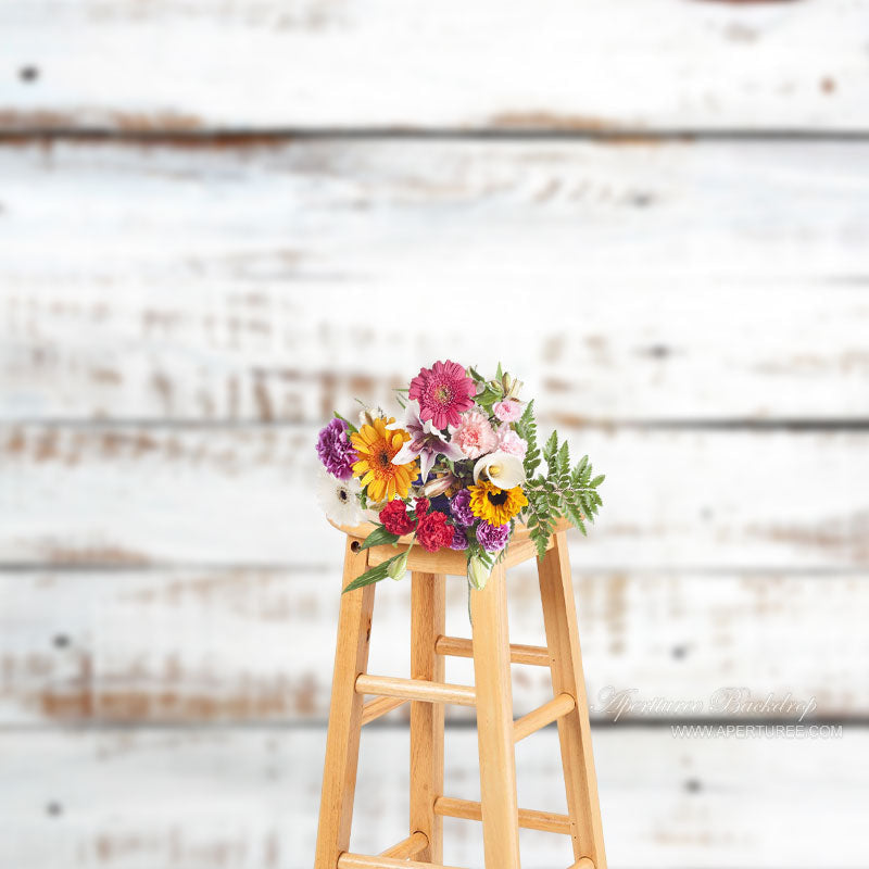 Aperturee - Old Wooden Grain White Portrait Photo Backdrop