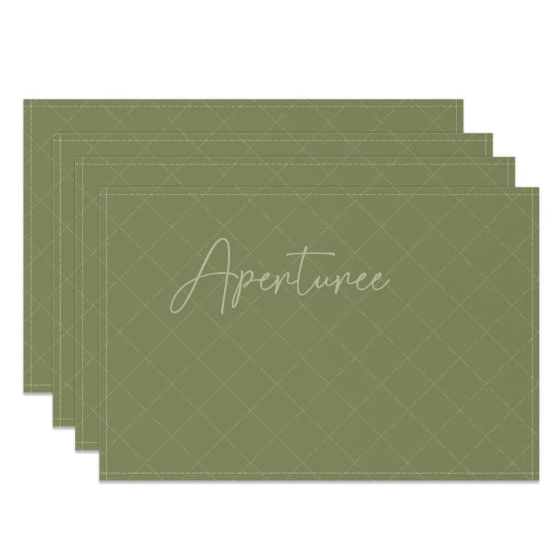 Aperturee - Olive Green Solid Color Dining Set Of 4 Placemats