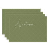 Aperturee - Olive Green Solid Color Dining Set Of 4 Placemats
