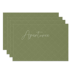 Aperturee - Olive Green Solid Color Dining Set Of 4 Placemats