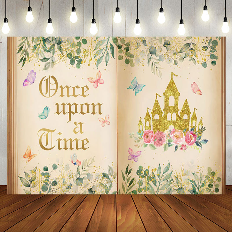 Aperturee - Once Upon A Time Princess Castle Birthday Backdrop