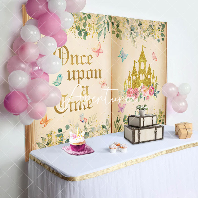 Aperturee - Once Upon A Time Princess Castle Birthday Backdrop