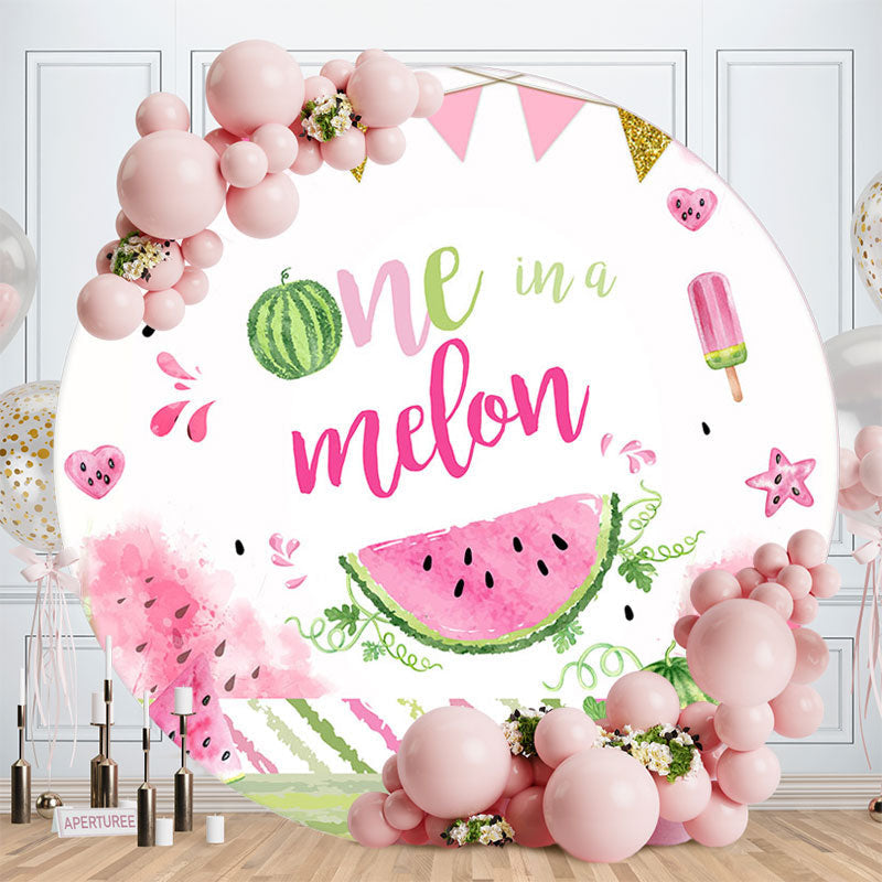 Aperturee - One In A Melon Pink Happy 1st Birthday Backdrop