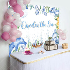 Aperturee - Oneder The Sea Blue Animals 1st Birthday Backdrop