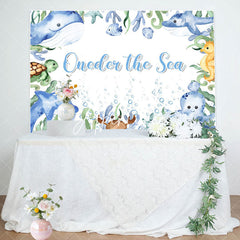 Aperturee - Oneder The Sea Blue Animals 1st Birthday Backdrop