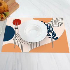Aperturee - Orange Blue Red Modern Black Line Set Of 4 Placemats