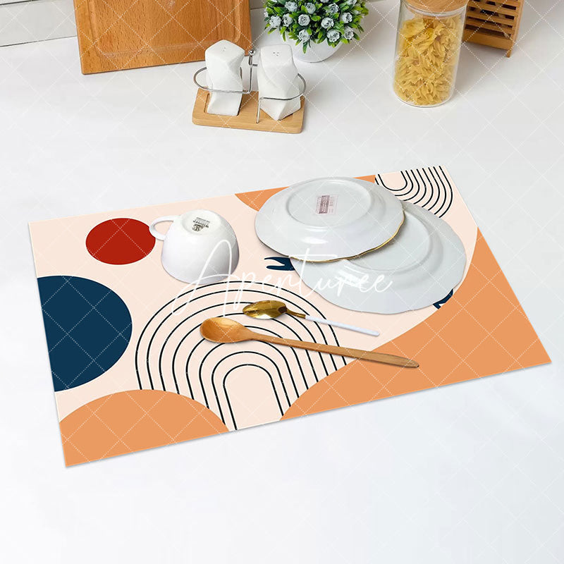 Aperturee - Orange Blue Red Modern Black Line Set Of 4 Placemats