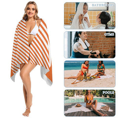 Aperturee - Organge Stripe Custom Name Beach Towel for Vacation