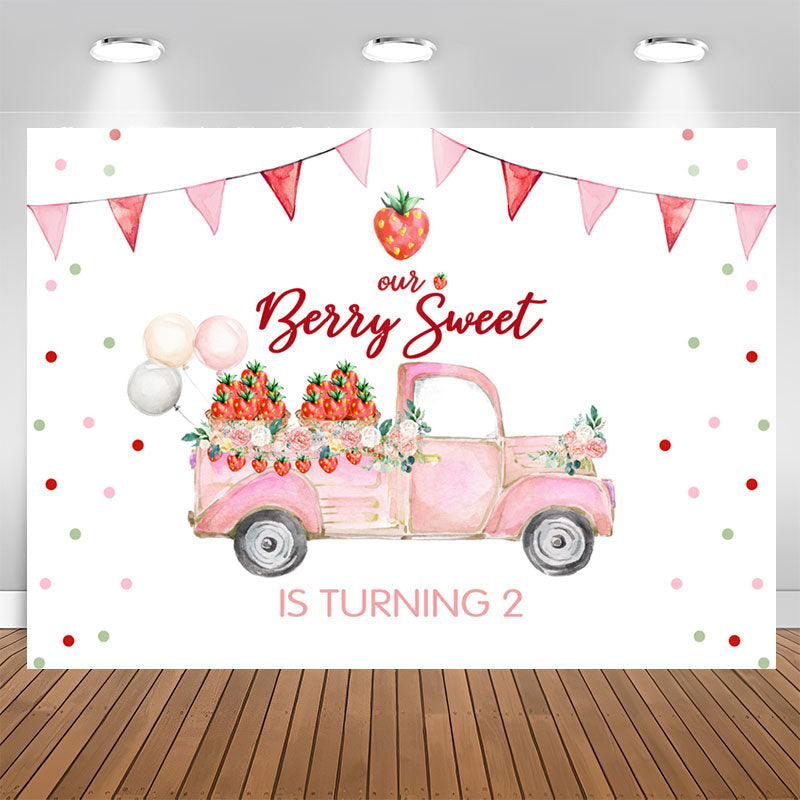 Aperturee - Our Berry Sweet Girls Is Turning 2nd Birthday Backdrop