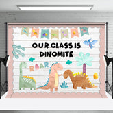 Aperturee - Our Class Is Dinomite Dinosaur Tree Wooden Backdrop