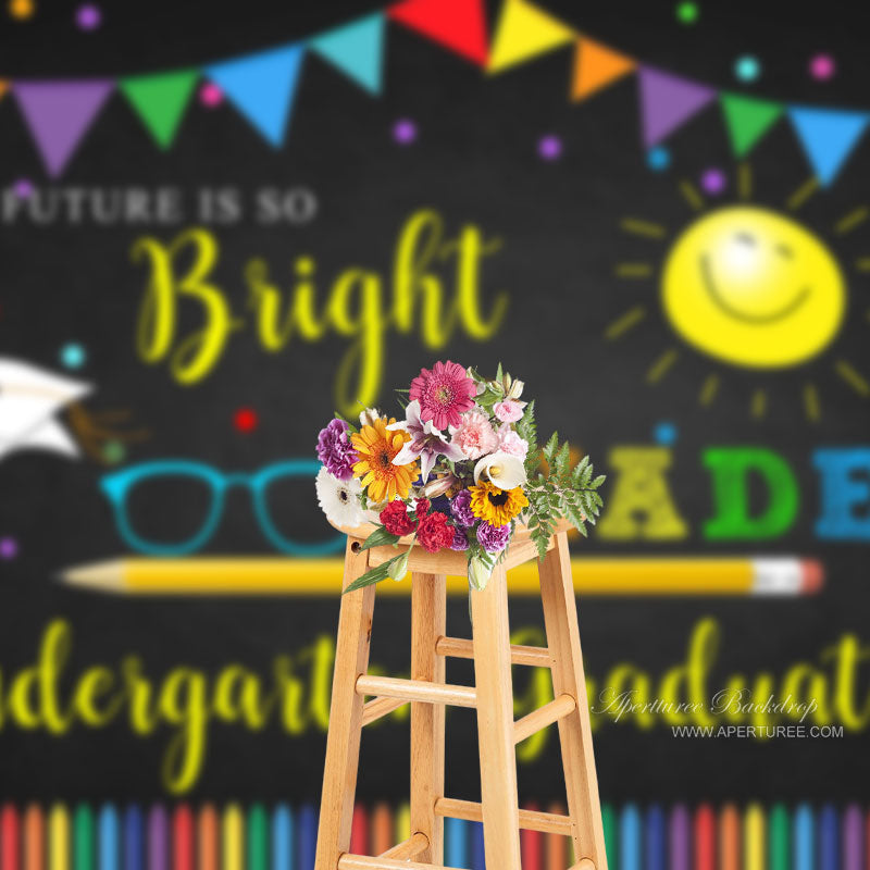 Aperturee - Our Future Is So Bright Crayon Black Grad Photo Backdrop