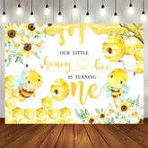 Aperturee - Our Little Honey Bee Is Turning One Birthday Backdrop