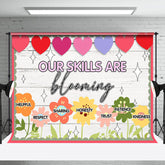 Aperturee - Our Skills Are Blooming Heart Floral Wooden Backdrop