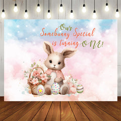 Aperturee - Our Somebunny Special Egg Pink 1st Birthday Backdrop