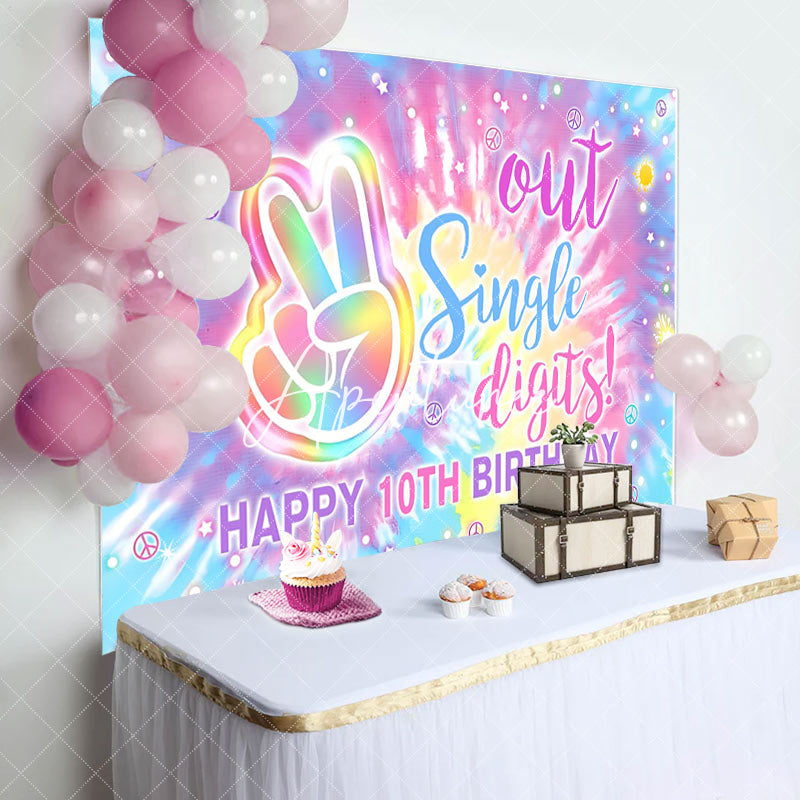 Aperturee - Out Single Digits Watercolor 10th Birthday Backdrop