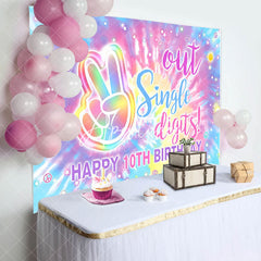 Aperturee - Out Single Digits Watercolor 10th Birthday Backdrop