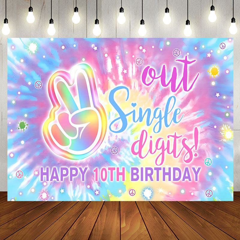Aperturee - Out Single Digits Watercolor 10th Birthday Backdrop