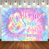 Aperturee - Out Single Digits Watercolor 10th Birthday Backdrop