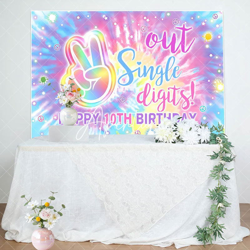 Aperturee - Out Single Digits Watercolor 10th Birthday Backdrop