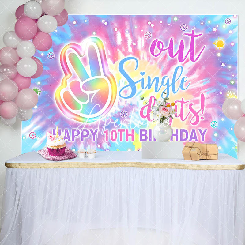 Aperturee - Out Single Digits Watercolor 10th Birthday Backdrop