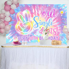 Aperturee - Out Single Digits Watercolor 10th Birthday Backdrop