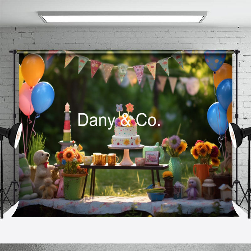 Aperturee - Outdoor Balloon Birthday Cake Smash Photo Backdrop