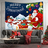 Aperturee - Outdoor Snow Landscape Merry Christmas Wall Tapestry