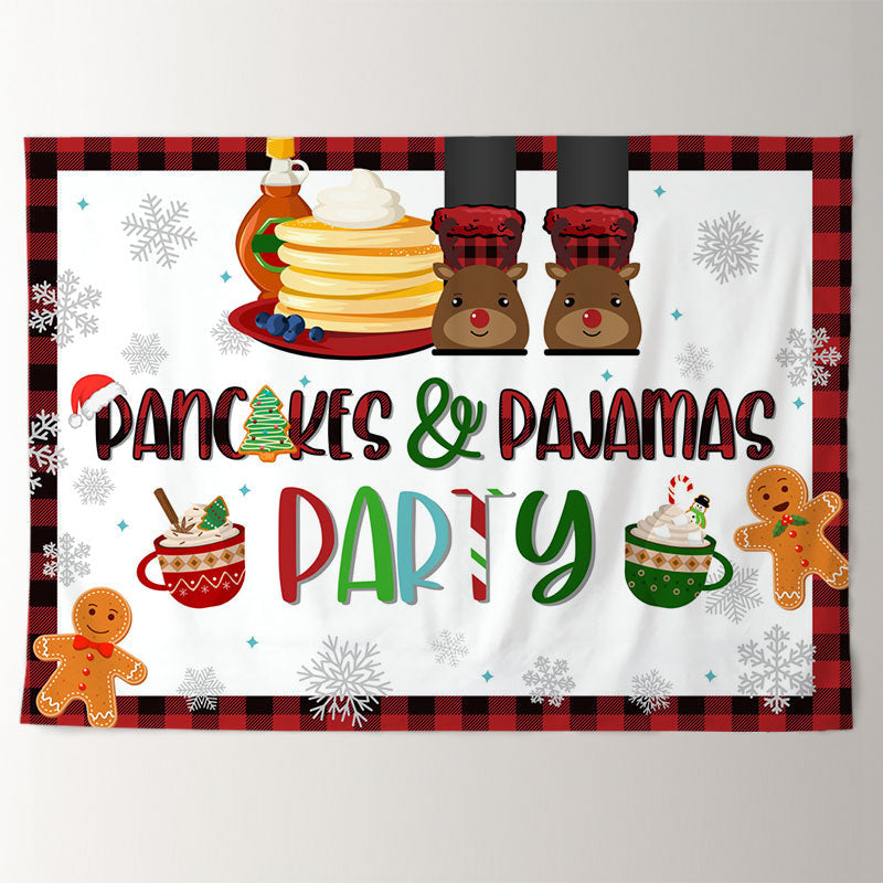 Aperturee - Pancake Pajama Red White Christmas Party Backdrop