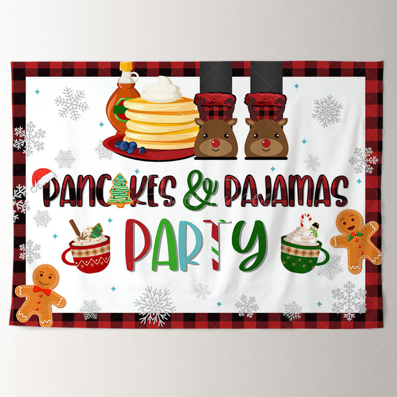 Aperturee - Pancake Pajama Red White Christmas Party Backdrop