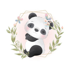 Aperturee - Panda And Leaves Round Baby Shower Backdrops