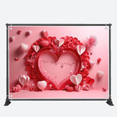 Aperturee - Paper Cuttings Pink Heart Valentines Day Backdrop