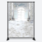 Aperturee - Paradise White Roman Pillar Pigeon Memorial Backdrop