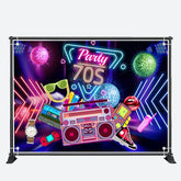 Aperturee - Party 70S Music Neon Light Happy Birthday Backdrop