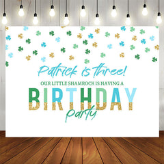 Aperturee - Patrick Is Three Clover White 3th Birthday Backdrop