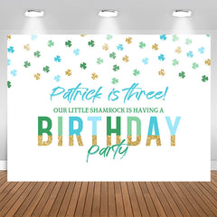 Aperturee - Patrick Is Three Clover White 3th Birthday Backdrop