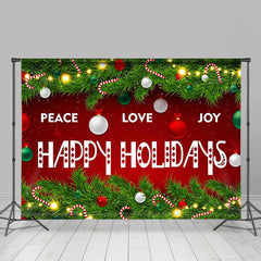 Aperturee - Peace Love Happy Holidays Green Plant Xmas Backdrop