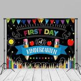 Aperturee - Pencil Apple Black First Day Of Kindergarden Backdrop