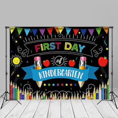 Aperturee - Pencil Apple Black First Day Of Kindergarden Backdrop