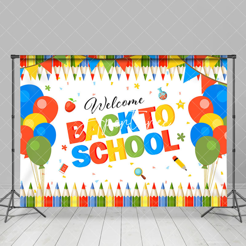 Aperturee - Pencil Balloon Welcome Back To School Party Backdrop
