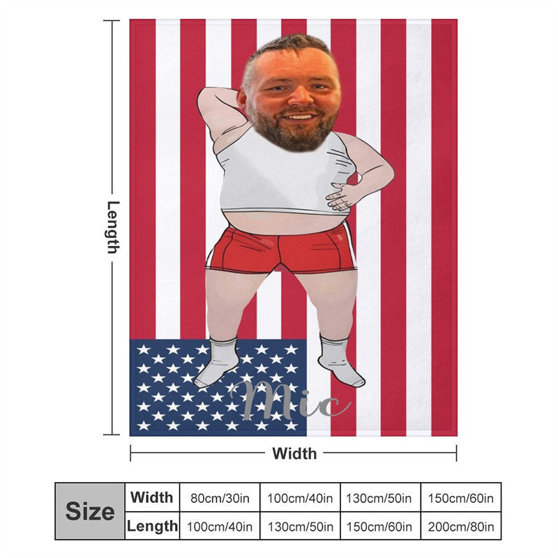 Aperturee - Personalized American Flag Slovenly Man Face Blanket