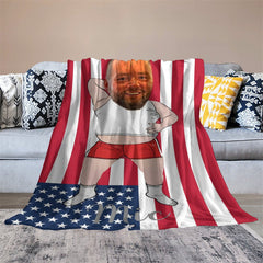Aperturee - Personalized American Flag Slovenly Man Face Blanket
