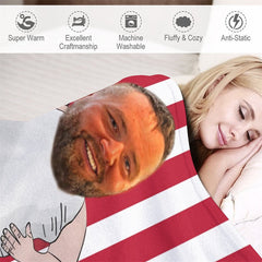 Aperturee - Personalized American Flag Slovenly Man Face Blanket