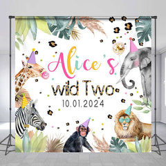 Aperturee - Personalized Animal Green Monstera Birthday Backdrop