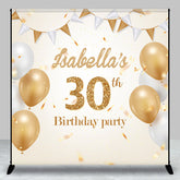 Aperturee - Personalized Champagne Color 30th Birthday Backdrop
