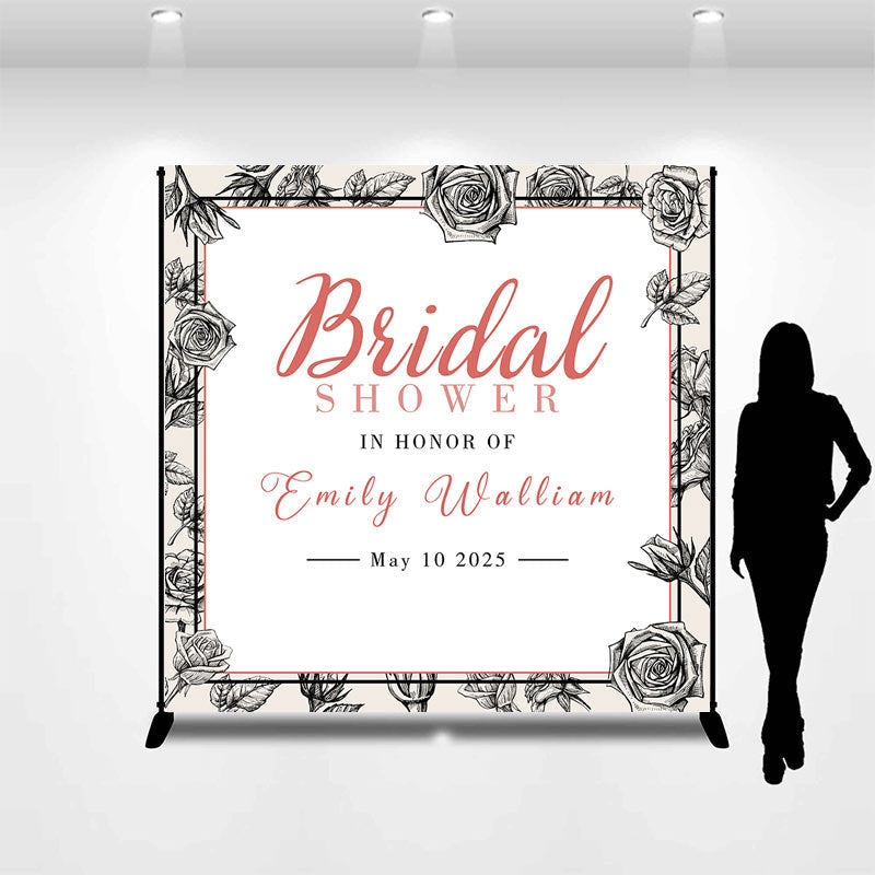 Aperturee - Personalized Floral Handpaint Bridal Shower Backdrop