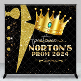 Aperturee - Personalized Golden Crown Glitter Backdrop For Prom