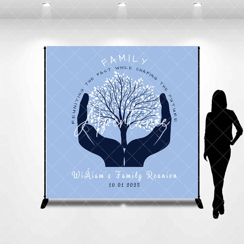 Aperturee - Personalized Hands Hold Tree Family Reunion Backdrop