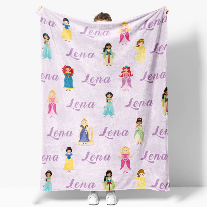 Lofaris Personalized Name Pink Princess Baby Girl Blanket