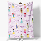 Lofaris Personalized Name Pink Princess Baby Girl Blanket