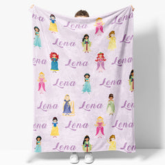 Lofaris Personalized Name Pink Princess Baby Girl Blanket